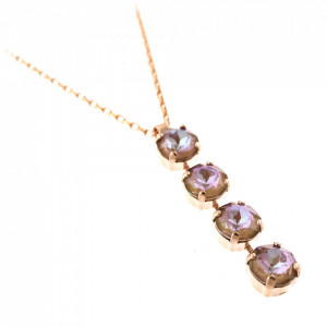 Pandantiv cu lant placat cu Aur roz de 24K, cu cristale Swarovski, Cappuccino DeLite | 5445/4-148148RG-Multicolor-7392