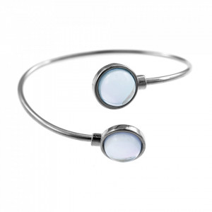 Bratara placata cu argint - Duo Moonstone Bangle cu pietre semipretioase Piatra Lunii-Alb-8813