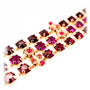 Bratara placata cu Aur roz de 24K, cu cristale Swarovski, FireFly | 4000/3-2140RG-Rosu-1143