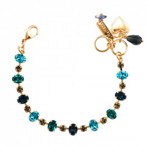 Bratara placata cu Aur roz de 24K, cu cristale Swarovski, Nightfall | 4508/1-1114RG-Albastru-1183