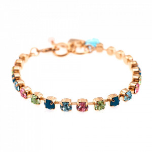 Bratara placata cu Aur roz de 24K, cu cristale Swarovski, Spring Flowers | 4000-2141RG-Multicolor-1123