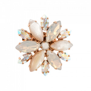 Brosa placata cu Aur roz de 24K, cu cristale Swarovski, Seashell | 2530-M1201RG-Alb-1253