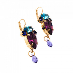 Cercei placati cu Aur roz de 24K, cu cristale Swarovski, Cotton Candy - The Sweet Life | 1131/2-144RG6-Multicolor-3473