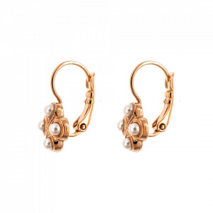 Cercei placati cu Aur roz de 24K, cu cristale Swarovski, Crystal Pearl's | 1129/4-139RG6-Alb-2193