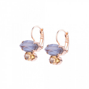 Cercei placati cu Aur roz de 24K, cu cristale Swarovski, Earl Grey | 1096/4-1132RG6-Gri/Bej-8643