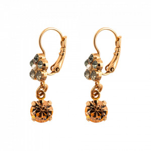 Cercei placati cu Aur roz de 24K, cu cristale Swarovski, Earl Grey | 1152/3-1132RG6-Alb/Gri, Gri/Bej-9103