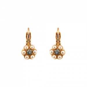 Cercei placati cu Aur roz de 24K, cu cristale Swarovski, Earl Grey | 1166/1-1132RG6-Alb/Gri-9113