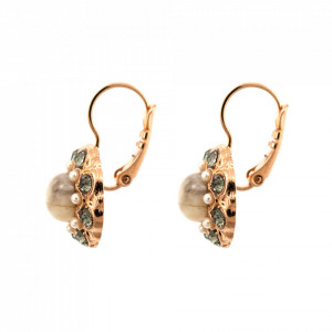 Cercei placati cu Aur roz de 24K, cu cristale Swarovski, Earl Grey | 1417-1132RG6-Alb/Gri-9073