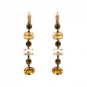 Cercei placati cu Aur roz de 24K, cu cristale Swarovski, Earl Grey | 1508/3-1132RG6-Gri/Bej-9133