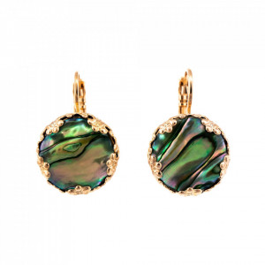 Cercei placati cu Aur roz de 24K, cu cristale Swarovski, Fern | 1374M-81RG6-Multicolor-5473