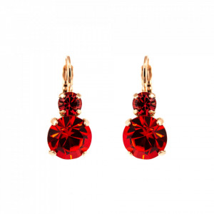 Cercei placati cu Aur roz de 24K, cu cristale Swarovski, Lady In Red | 1062-1047RG6-Rosu-1593