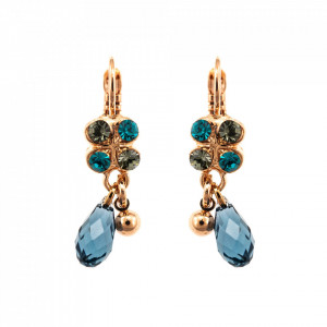 Cercei placati cu Aur roz de 24K, cu cristale Swarovski, Nightfall | 1004-1114RG6-Albastru-1273