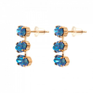 Cercei placati cu Aur roz de 24K, cu cristale Swarovski, Ocean DeLite | 1633/4-143143RG2-Albastru-6513