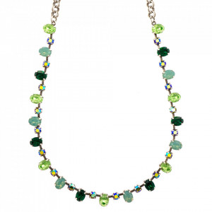 Colier placat cu Argint 925, cu cristale Swarovski, Fern | 3508/3-2143SP-Verde-6263