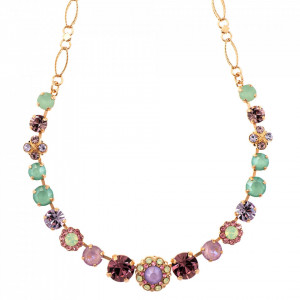 Colier placat cu Aur roz de 24K, cu cristale Swarovski, Lavender | 3352/3-1910RG-Multicolor-6223