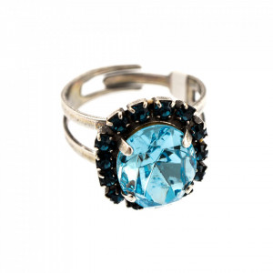 Inel placat cu Argint 925, cu cristale Swarovski, Nightfall | 7090/4-1114SP-Albastru-7563