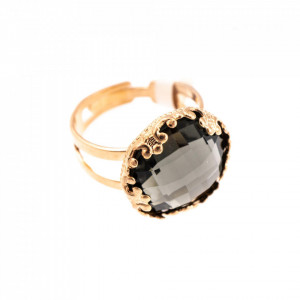 Inel placat cu Aur roz de 24K, cu cristale Swarovski, Black Diamond | 7220-215ARG-Gri-7503