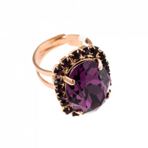 Inel placat cu Aur roz de 24K, cu cristale Swarovski, Bohemian Rhapsody | 7090/1-1072RG-Mov-7543