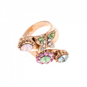 Inel placat cu Aur roz de 24K, cu cristale Swarovski, California Dreaming | 7063-1028RG-Multicolor-8023