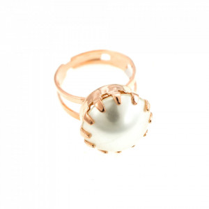 Inel placat cu Aur roz de 24K, cu cristale Swarovski, Crystal Pearl's | 7133M-48RG-Alb-7673