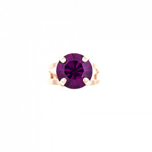 Inel placat cu Aur roz de 24K, cu cristale Swarovski, February Lucky Birthstone | 7048-204RG-Mov-7913