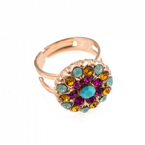 Inel placat cu Aur roz de 24K, cu cristale Swarovski, Happy Days | 7217-1007RG-Multicolor-7783