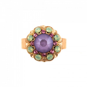 Inel placat cu Aur roz de 24K, cu cristale Swarovski, Lavender | 7417/1-1910RG-Multicolor-7993