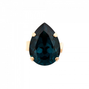 Inel placat cu Aur roz de 24K, cu cristale Swarovski, Nightfall | 7098/5-207RG-Albastru-8183