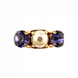 Inel placat cu Aur roz de 24K, cu cristale originale, Romance | 7535/1-539139RG