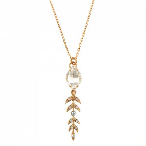 Pandantiv cu lant placat cu Aur roz de 24K, cu cristale Swarovski, Aura | 5628-1112RG-Multicolor-6993