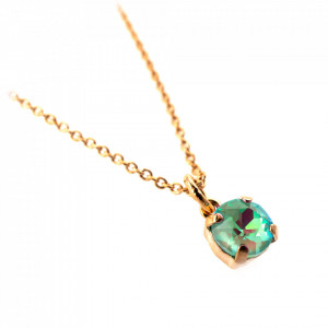 Pandantiv cu lant placat cu Aur roz de 24K, cu cristale Swarovski, Fern | 5440-146RG-Verde-8933