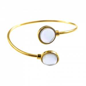 Bratara placata cu aur - Duo Moonstone Bangle cu pietre semipretioase Piatra Lunii-Alb-8814