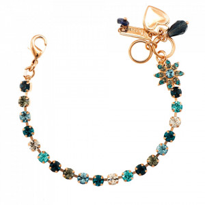 Bratara placata cu Aur roz de 24K, cu cristale Swarovski, Nightfall | 4003-1114RG-Albastru-964