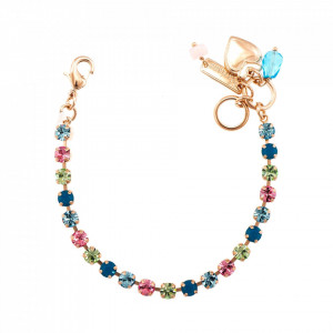 Bratara placata cu Aur roz de 24K, cu cristale Swarovski, Spring Flowers | 4000-2141RG-Multicolor-944