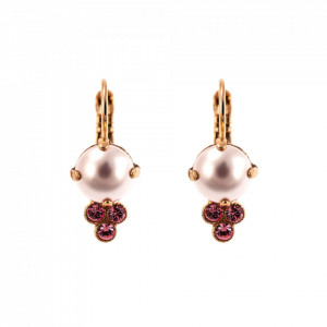 Cercei placati cu Aur roz de 24K, cu cristale Swarovski, Antigua | 1010-121223RG6-Roz-1334