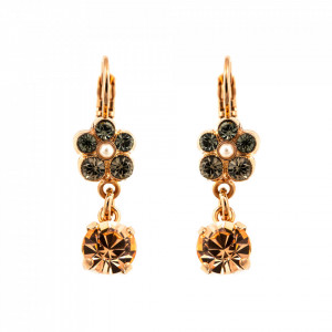 Cercei placati cu Aur roz de 24K, cu cristale Swarovski, Earl Grey | 1152/3-1132RG6-Alb/Gri, Gri/Bej-9104