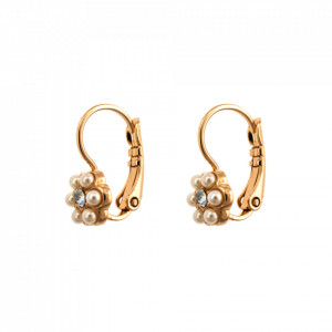 Cercei placati cu Aur roz de 24K, cu cristale Swarovski, Earl Grey | 1166/1-1132RG6-Alb/Gri-9114