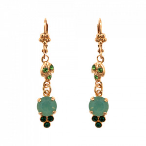 Cercei placati cu Aur roz de 24K, cu cristale Swarovski, Fern | 1013-390RG1-Verde-8504