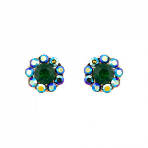 Cercei placati cu Aur roz de 24K, cu cristale Swarovski, Julia | 1379-3322RG2-Verde/Albastru-9174