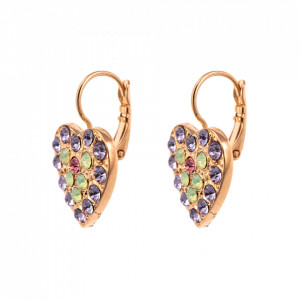 Cercei placati cu Aur roz de 24K, cu cristale Swarovski, Lavender | 1008/5-1910RG6-Multicolor-1694