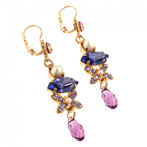Cercei placati cu Aur roz de 24K, cu cristale Swarovski, Romance | 1001-139-10RG6-Multicolor-1664