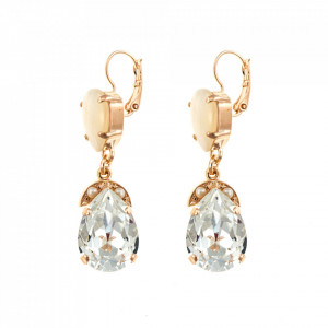 Cercei placati cu Aur roz de 24K, cu cristale Swarovski, Seashell | 1032/4-M1201RG6-Alb-1714