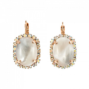Cercei placati cu Aur roz de 24K, cu cristale Swarovski, Seashell | 1090/1-M1201RG6-Alb-1824