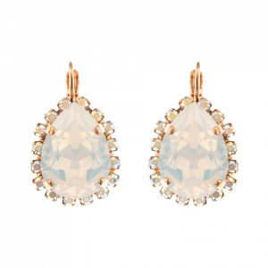 Cercei placati cu Aur roz de 24K, cu cristale Swarovski, Seashell | 1098/3-1201RG6-Alb-1844