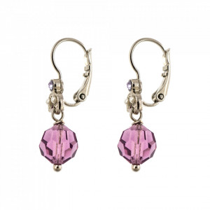 Cercei placati cu rodiu, cu cristale Swarovski, Romance | 1086/3-139-10RO6-Multicolor-2084