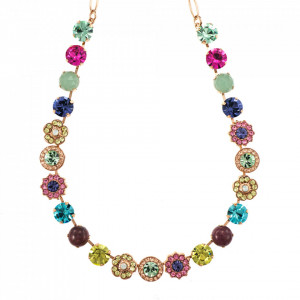 Colier placat cu Aur roz de 24K, cu cristale Swarovski, Flower Power | 3045/1-M803RG-Multicolor-6284