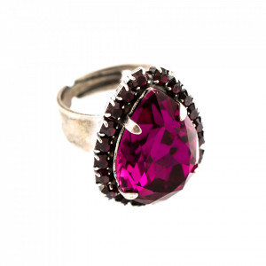 Inel placat cu Argint 925, cu cristale Swarovski, Lady In Red | 7098-1070SP-Rosu-8524