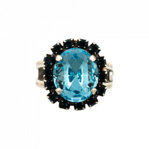 Inel placat cu Argint 925, cu cristale Swarovski, Nightfall | 7090/4-1114SP-Albastru-8104