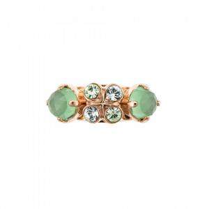 Inel placat cu Aur roz de 24K, cu cristale Swarovski, Fern | 7535-M1065RG-Verde-8074