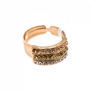 Inel placat cu Aur roz de 24K, cu cristale Swarovski, Jackie | 7008-39132RG-Bej-7024